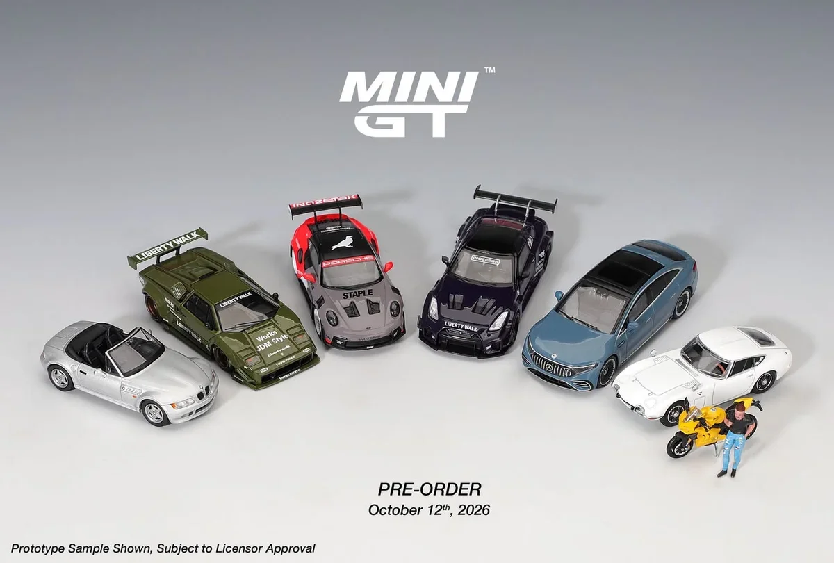Mini GT Launches Pre-Sales with the INOZETEK Duo, a Military-Green Countach, and a Ducati with a Rider